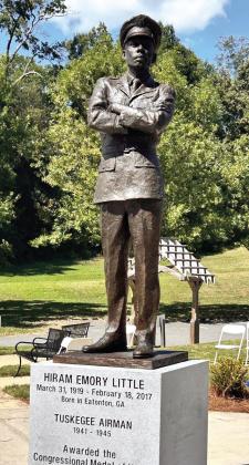 The new Hiram Little monument stands nearly 13 feet tall beside Veterans Wall of Honor Park in Eatonton. CONTRIBUTED