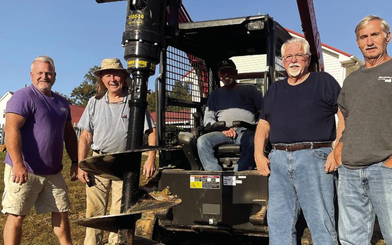 Andrews (second from left) with Builders for Christ crew working on new cowboy church in Tennessee. CONTRIBUTED