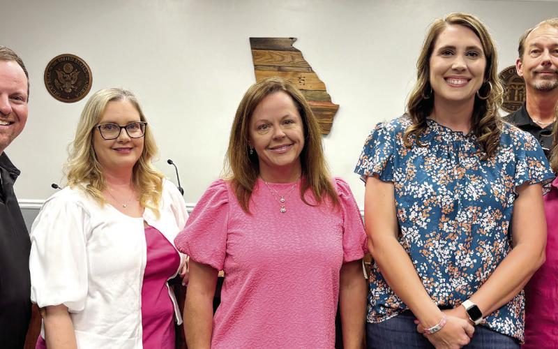 Board of Tax Assessor members with Jones County’s new chief appraiser, Lori Buchanan (third from right), after the April 2 board meeting. DEBBIE LURIE-SMITH/Staff