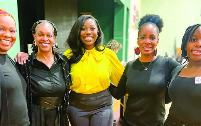 The Feb. 27 program featured Megan Western (center) with 13 WMAZ. Western is surrounded by Lawanda Hough (l-r), Shanna Underwood-Stephens, Charm Mapp and Trinity Pace. CONTRIBUTED