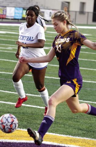 The Lady Hounds took control against Central early last Thursday with a pair of first-half goals. BRAD HARRISON/Staff