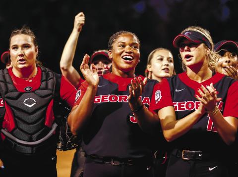 Georgia pitcher Destin Howard (30) after Georgia’s game against Kentucky at Jack Turner Softball Stadium in Athens on Sunday, April 2. TONY WALSH/UGAAA