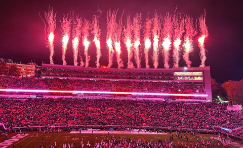 Sanford Stadium featured fireworks after scoring plays and at after the win Saturday night over Tennessee. JOSH LURIE/Staff