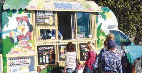 Food trucks were located in various places throughout the event in downtown Gray. NATHAN CLARKE/Staff