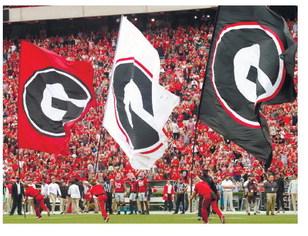 Georgia ran out on Dooey Field for the first time this season before heading to South Carolina Saturday.  BRENDAN KOERNER/Staff