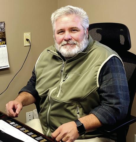 Jones County Public Works Director Shawn Wood behind his desk in his office. Wood has been in the position since June. DEBBIE LURIE-SMITH/Staff