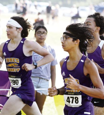 The Greyhounds ran to a second-place finish as a team in Saturday’s JV boys race. BRAD HARRISON/Staff