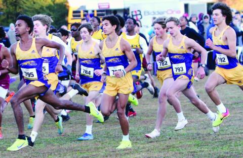 The Greyhounds charge to the front to begin Saturday’s region meet in which they would go on to win first place. BRAD HARRISON/Staff