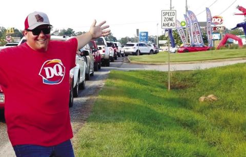 Dairy Queen owner Justin Kelly celebrates the turnout for the July 28 Miracle Treat Day that broke another record for the donation to the Beverley Knight Olson Children’s Hospital.