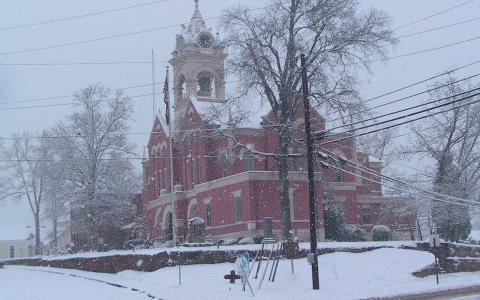 The Jones County Courthouse covered in snow from 2002. (File photo)