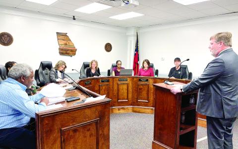 Attorney William Noland addresses the Jones County Board of Tax Assessors at their Feb. 6 meeting, the first for the board’s three new members. 