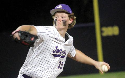 Cooper Rice rifles a pitch toward the plate against the Bears. BRAD HARRISON/Staff