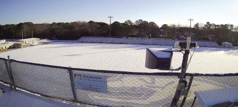 Last week’s weather resulted in a blanket of snow covering Greyhound Field. CONTRIBUTED