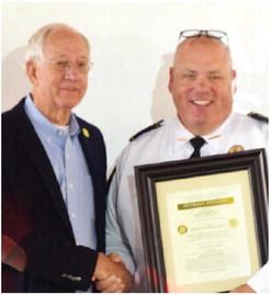 Jones County Sheriff Butch Reece congratulates 2022 Sheriff of the Year Carlton Speed of Banks County. CONTRIBUTED