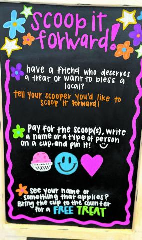 This sign by the serving line at Cone Crazy explains the campaign that hopefully can become a habit of giving. Contributed