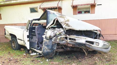 The driver of this Dodge Ram pickup had to be extricated, following a May 3 accident on Joycliff Road. CONTRIBUTED