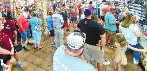 The line inside Gray’s Dairy Queen had to circle around a couple of times to get those waiting out of the heat. BRANDY ROUND/Contributed