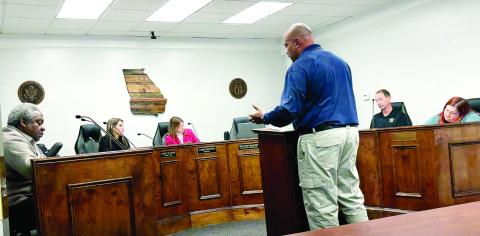 Former Jones County chief appraiser Tony George speaks to the Board of Tax Assessors at a Feb. 20 called meeting. DEBBIE LURIE-SMITH/ Staff