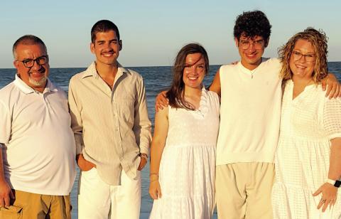 The family at the beach: (I-r) Amedeo, Sam, Sophie, Will and Monica. CONTRIBUTED