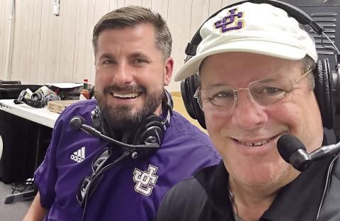Adam Greene (left) is joined in broadcasting duties this year by Todd Bailey on Sportsmic, once again bringing Greyhound Football games to fans. CONTRIBUTED