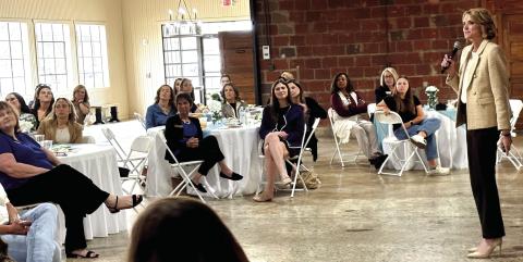 Keynote speaker Jones County School Superintendent Dr. Jessica Graves shares insights at the March 25 luncheon. DEBBIE LURIE-SMITH/Staff