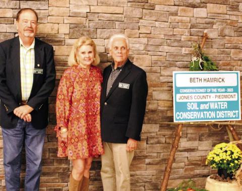 Beth Hamrick (center) is Jones County’s 2023 Conservationist of the Year. CONTRIBUTED