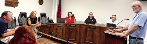 Jones County Commission Chairman Chris Weidner speaks to the Board of Assessors at their May 21 called meeting. DEBBIE LURIE-SMITH/Staff