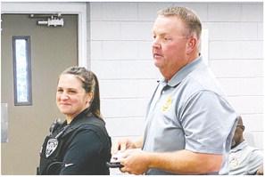 Gray Police Department’s newest officer, Natalie Astyk, is introduced to council members by Chief Adam Lowe. DEBBIE LURIE-SMITH/Staff