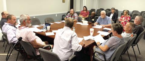 Jones County Commissioners and Gray City Council members at a June 30 meeting to start negotiations for the SPLOST renewal. DEBBIE LURIE-SMITH/Staff