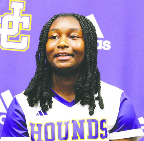 Tranasia Parker was among those from the softball team at the podium on Monday night. BRAD HARRISON/Staff