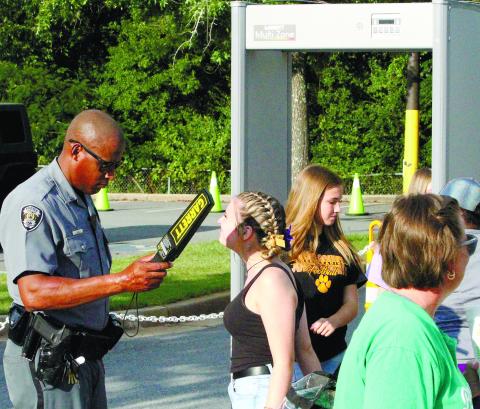 Greyhound fans should expect a new entry procedure for home games this year with metal detectors being in place. No outside food, drinks, or bookbags will be allowed into the stadium, and items such as purses and diaper bags will be subject to search. Clear bags are encouraged to make the entry process easier. Tickets are available for purchase on GoFan. Tickets may also be purchased at the gate with payment of cash only. BRAD HARRISON/Staff