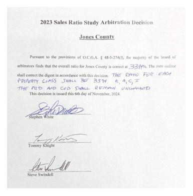 The decision by the arbitrators at the Nov. 6 session was given in a hand-written statement on a prepared document signed after a short deliberation.