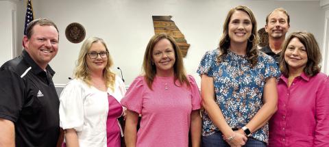 Board of Tax Assessor members with Jones County’s new chief appraiser, Lori Buchanan (third from right), after the April 2 board meeting. DEBBIE LURIE-SMITH/Staff