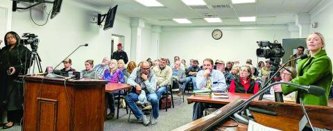 The commission meeting room and the overflow area at the Government Center were filled well before the Jan. 16 called meeting began, including members of local broadcast media stations. CONTRIBUTED