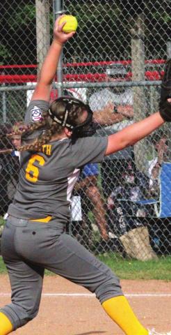 Lorelai Heath fires a pitch toward the plate during district tournament play. BRAD HARRISON/Staff