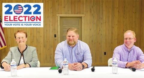 Candidates for the May 24 election are Ginger Bailey (l-r), Brady Skinner and Max Wood. Early voting started May 2. DEBBIE LURIE-SMITH/Staff