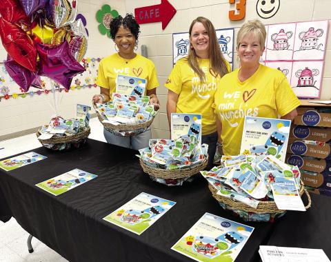 Jones County School Nutrition hands out vegetable samples by Pureflavor at Mattie W ells. CONTRIBUTED