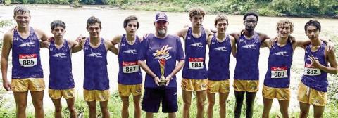The Greyhounds runners pose after finishing second at Saturday’s Bob Blastow Invitational. CONTRIBUTED