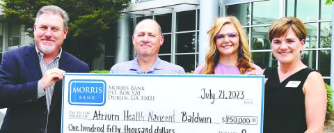 Pictured are (l-r): Paul Barkley (COO, Atrium Health Navicent Baldwin), Brian Utley (Morris Bank), Casey Gallagher (Morris Bank), Tracy McSwain (Morris Bank). CONTRIBUTED