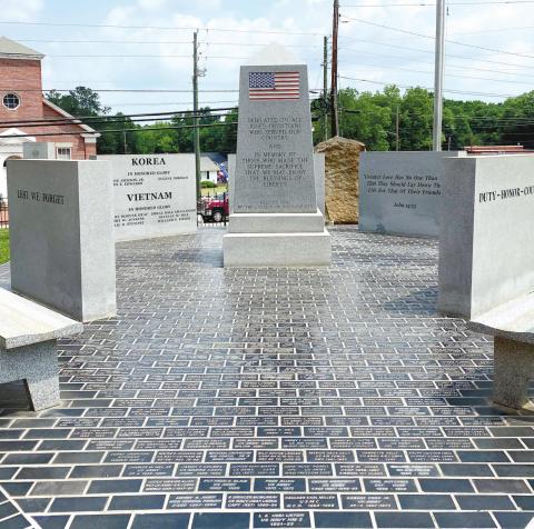 The Jones County Veterans Memorial was dedicated in 2006 and is located next to the Jones County Courthouse in downtown Gray. DEBBIE LURIE-SMITH/Staff