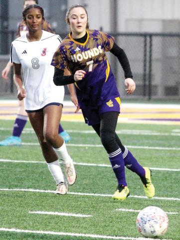 Isabella Bodnarchuk drives the ball upfield against Jackson. BRAD HARRISON/Staff