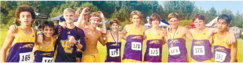 The Greyhounds celebrate after outrunning the competetion at Saturday’s Into The Trail Invitational at Locust Grove. CONTRIBUTED