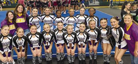 Jones County High School’s competition cheerleaders set a season-high score once again on Saturday at Ola as they finished third. The day also saw the middle school team close out its season with a strong performance. The high school competition team competes again Oct. 28 at McIntosh which will also host the region meet on Nov. 4. CONTRIBUTED