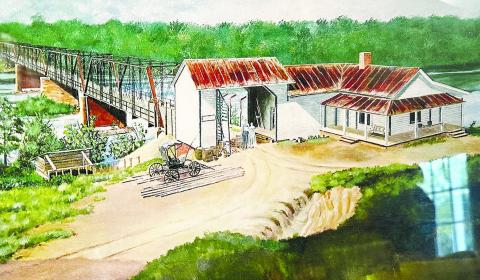 Artist rendering of the Juliette bridge and the river as it looked prior to the construction of the new bridge. CONTRIBUTED
