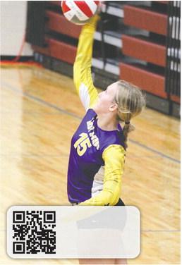 Kamryn Hardwick serves the ball up and over the net against Eagles Landing. BRAD HARRISON/Staff