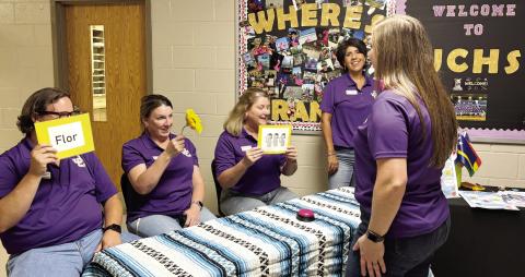 Teachers go over foreign language options for interested students. BETHANY TAPPEE/Staff