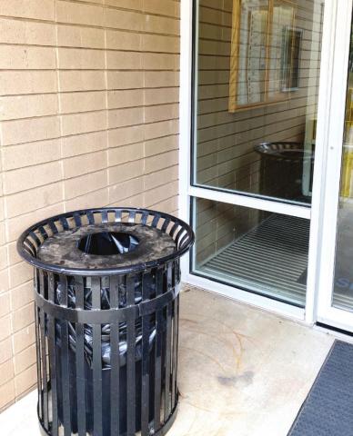 The trash can at the Jones County Sheriff’s Office is checked regularly and is under 24/7 surveillance. DEBBIE LURIE-SMITH/Staff