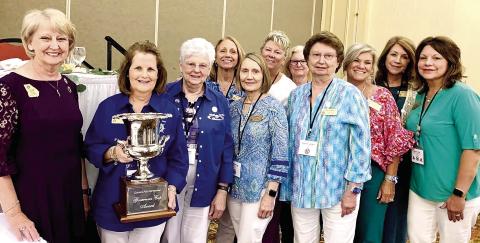 Governor Avaline Adams presents the Pilot Club of Jones County members with the Governors Cup Award at the convention in May. CONTRIBUTED