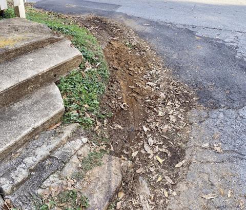 Historic steps created by Jacob Hutchins, located at the corner of Randolph and Pulaski streets in Clinton, are being chipped away by speeders. Contributed