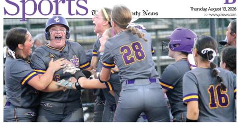 Ensley Barnes is mobbed at home plate after Monday’s game-winning homer. BRAD HARRISON/Staff